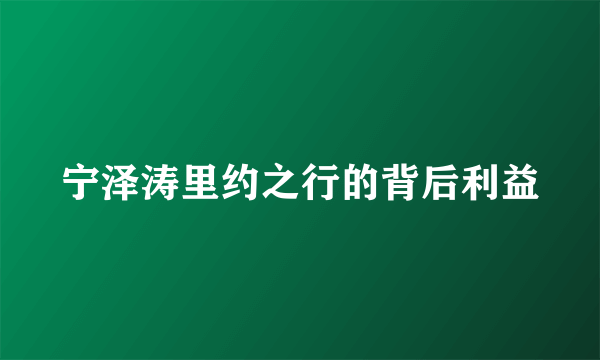 宁泽涛里约之行的背后利益