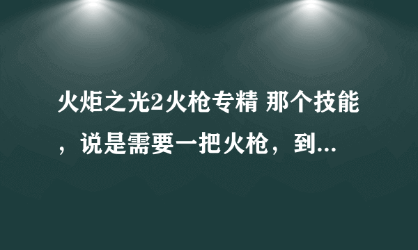 火炬之光2火枪专精 那个技能，说是需要一把火枪，到底什么事火枪。说的是武器的名字 还是武器的类型