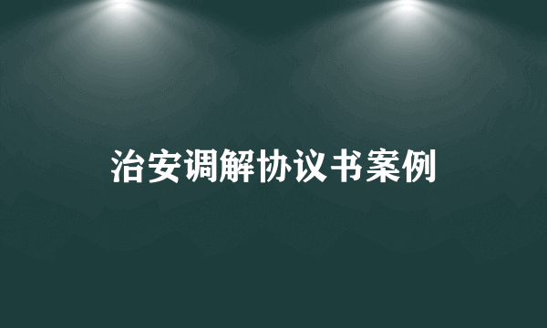 治安调解协议书案例