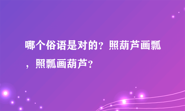 哪个俗语是对的？照葫芦画瓢，照瓢画葫芦？
