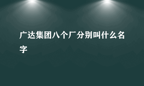 广达集团八个厂分别叫什么名字