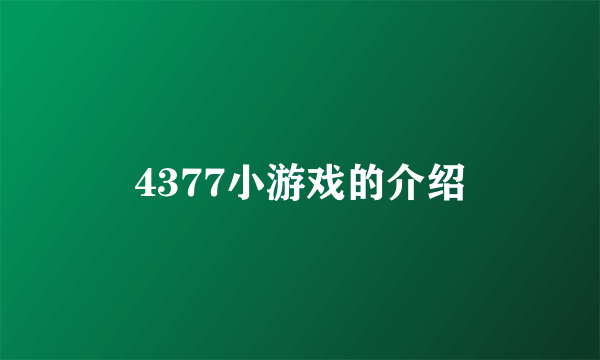 4377小游戏的介绍