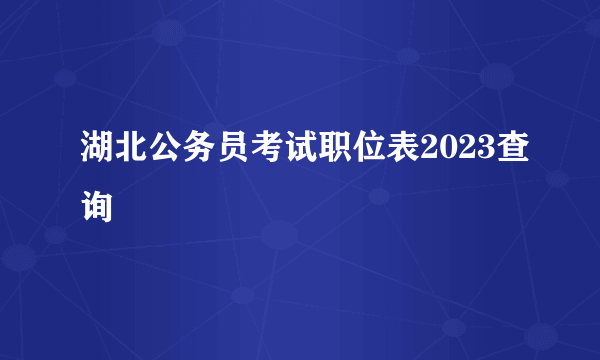 湖北公务员考试职位表2023查询