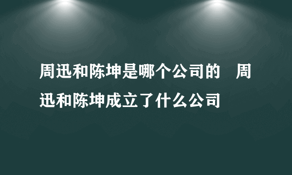 周迅和陈坤是哪个公司的   周迅和陈坤成立了什么公司