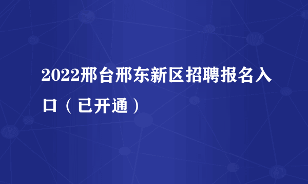 2022邢台邢东新区招聘报名入口（已开通）