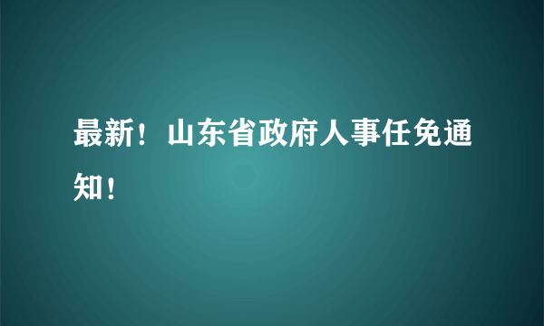 最新！山东省政府人事任免通知！