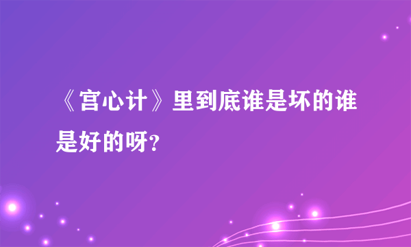 《宫心计》里到底谁是坏的谁是好的呀？