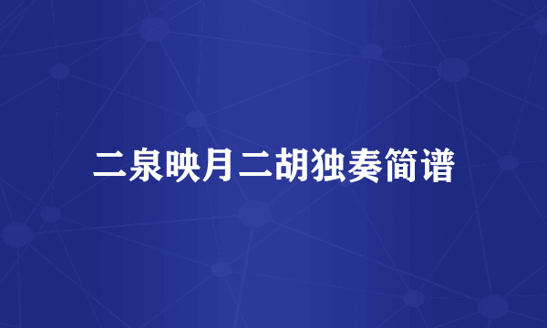 二泉映月二胡独奏简谱
