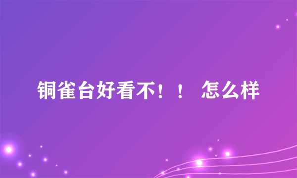 铜雀台好看不！！ 怎么样