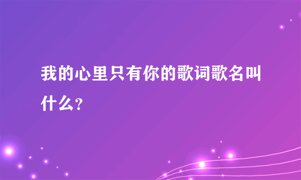 我的心里只有你的歌词歌名叫什么？