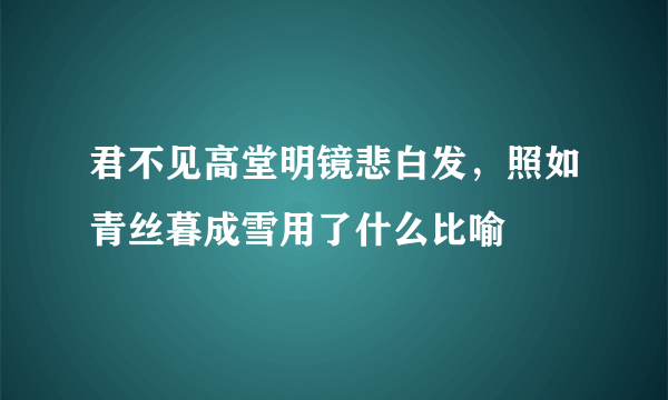 君不见高堂明镜悲白发，照如青丝暮成雪用了什么比喻