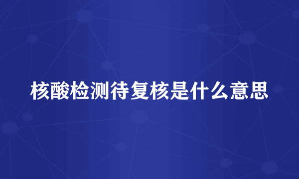 核酸检测待复核是什么意思