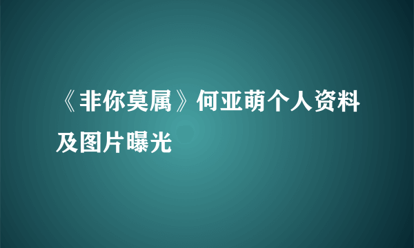 《非你莫属》何亚萌个人资料及图片曝光