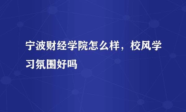 宁波财经学院怎么样，校风学习氛围好吗