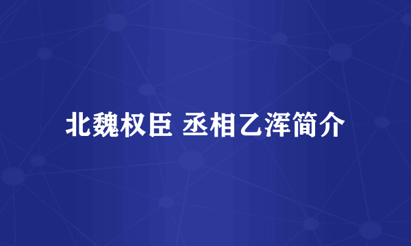 北魏权臣 丞相乙浑简介