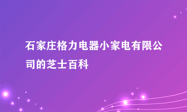石家庄格力电器小家电有限公司的芝士百科