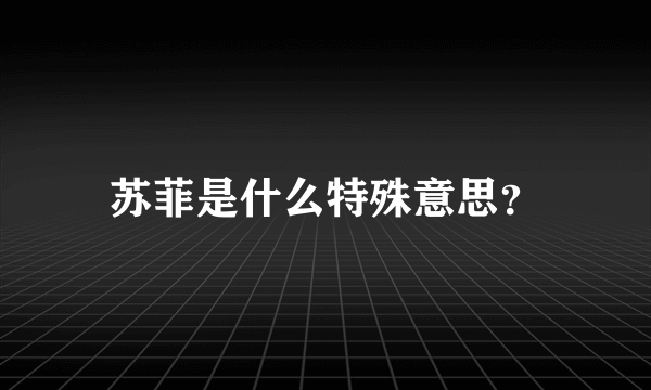 苏菲是什么特殊意思？