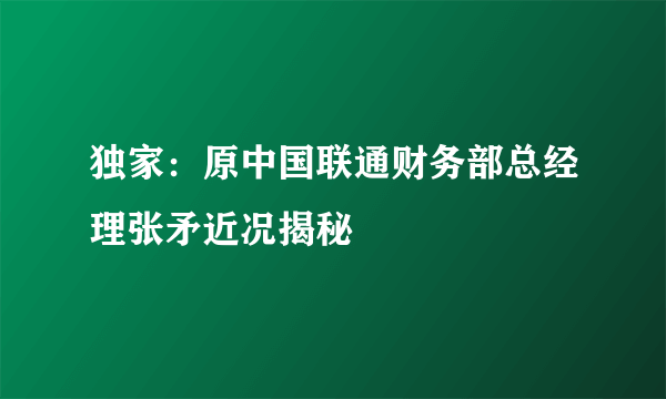 独家：原中国联通财务部总经理张矛近况揭秘