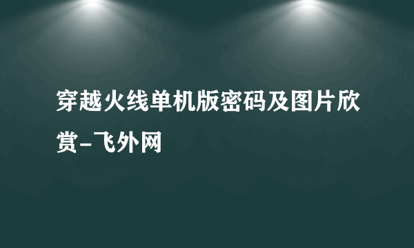 穿越火线单机版密码及图片欣赏-飞外网