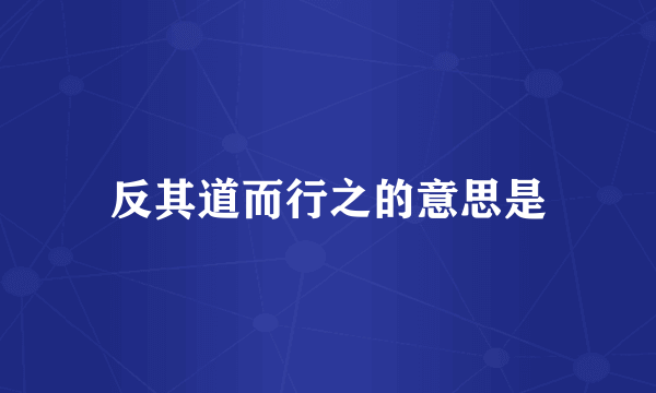 反其道而行之的意思是
