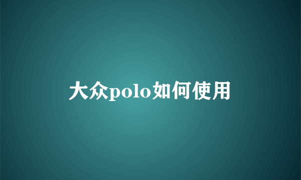 大众polo如何使用