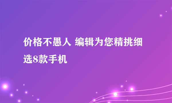 价格不愚人 编辑为您精挑细选8款手机