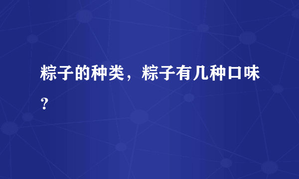 粽子的种类，粽子有几种口味？