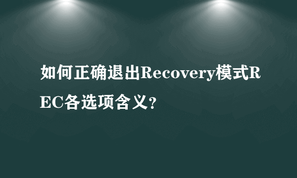 如何正确退出Recovery模式REC各选项含义？