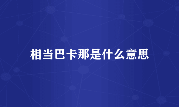 相当巴卡那是什么意思