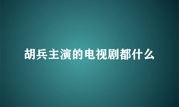 胡兵主演的电视剧都什么