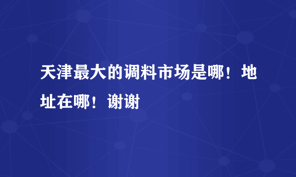 天津最大的调料市场是哪！地址在哪！谢谢