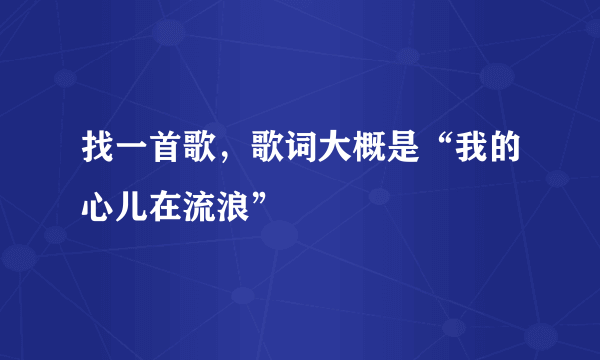 找一首歌，歌词大概是“我的心儿在流浪”