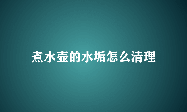 煮水壶的水垢怎么清理