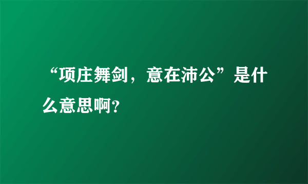 “项庄舞剑，意在沛公”是什么意思啊？