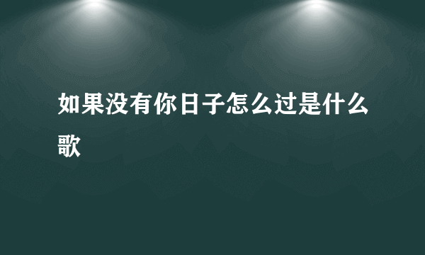 如果没有你日子怎么过是什么歌