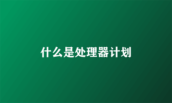 什么是处理器计划
