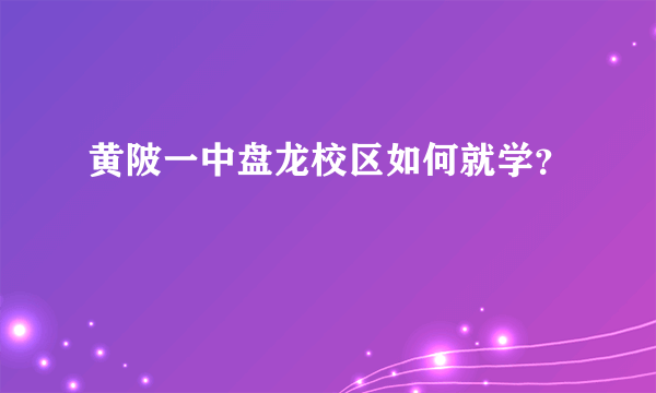 黄陂一中盘龙校区如何就学？