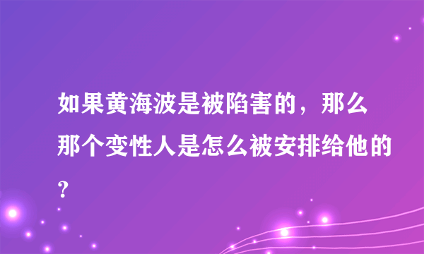 如果黄海波是被陷害的，那么那个变性人是怎么被安排给他的？