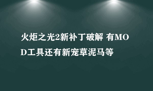 火炬之光2新补丁破解 有MOD工具还有新宠草泥马等