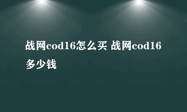 战网cod16怎么买 战网cod16多少钱