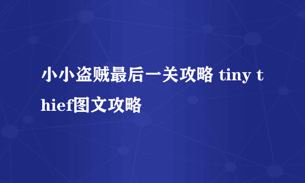 小小盗贼最后一关攻略 tiny thief图文攻略