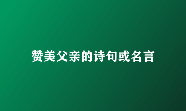 赞美父亲的诗句或名言