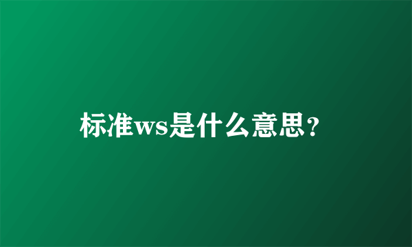 标准ws是什么意思？