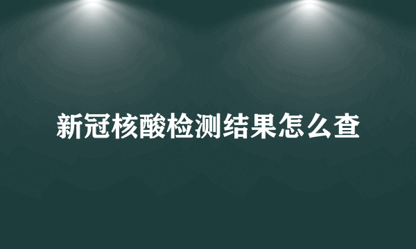 新冠核酸检测结果怎么查