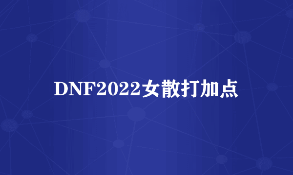DNF2022女散打加点