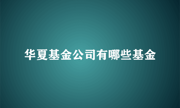 华夏基金公司有哪些基金