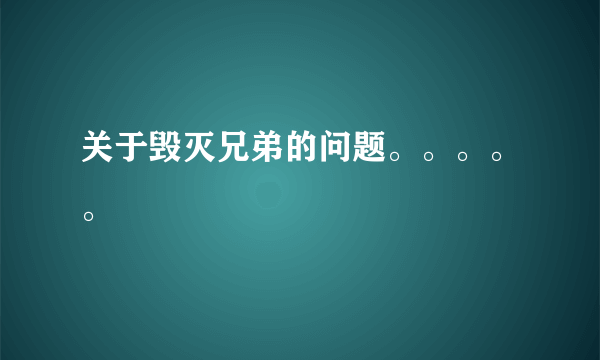 关于毁灭兄弟的问题。。。。。