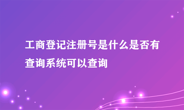 工商登记注册号是什么是否有查询系统可以查询