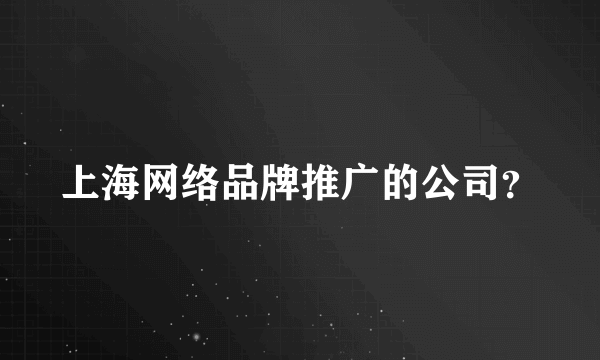 上海网络品牌推广的公司？