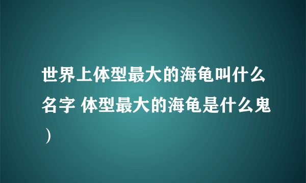 世界上体型最大的海龟叫什么名字 体型最大的海龟是什么鬼）